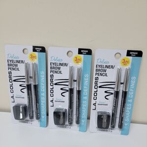 L.A. Colors Deluxe Eyeliner/Brow Pencil Set with Sharpener - Black